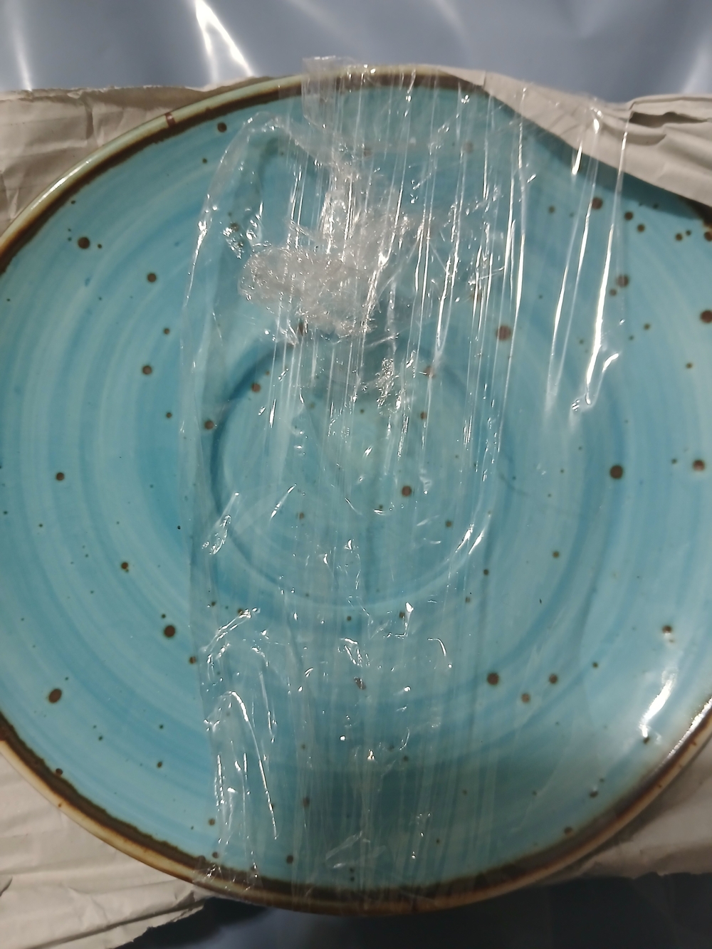 Turquoise Ceramic Saucer  Plate -  3 Plates